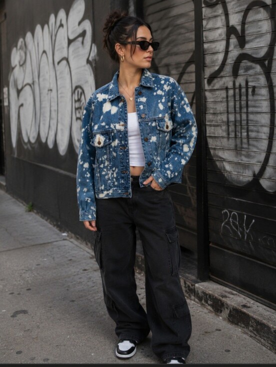 Eddie Bauer Jackets & Blazers - Eddie Bauer Blue White Acid Wash Jean Jacket NWT Urban Streetwear